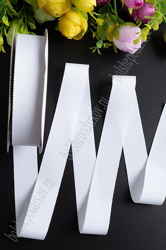 Лента репсовая с волнистыми краями, белый 29 25мм*18,2м 128-712/SF-1806														