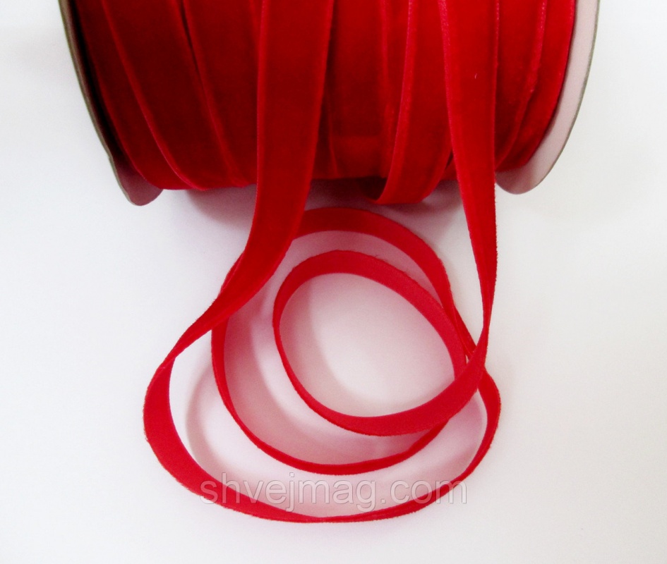 Лента бархатная 10мм цвет LB1040 красный, 10мм*20м за 1 м LB1040														