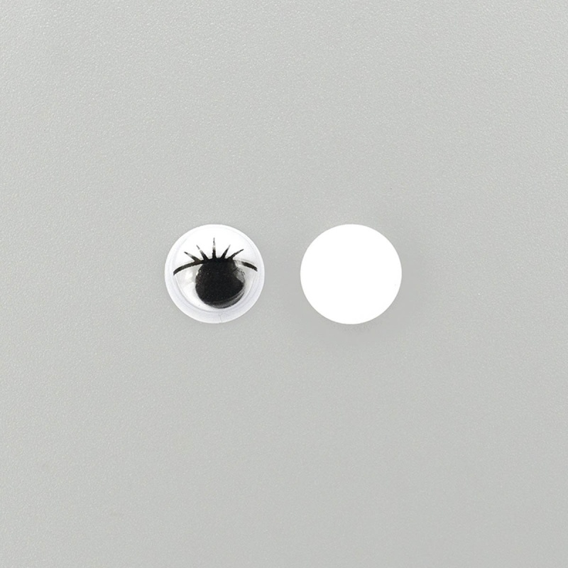 Глаза  10мм с бегающими зрачками с белым веком за 1шт. TEY-021														