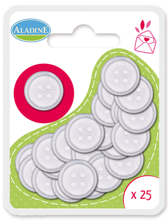 Брадсы "Пуговицы" белый 25шт. для украшения и создания открыток  ALADINE  Франция 41070														