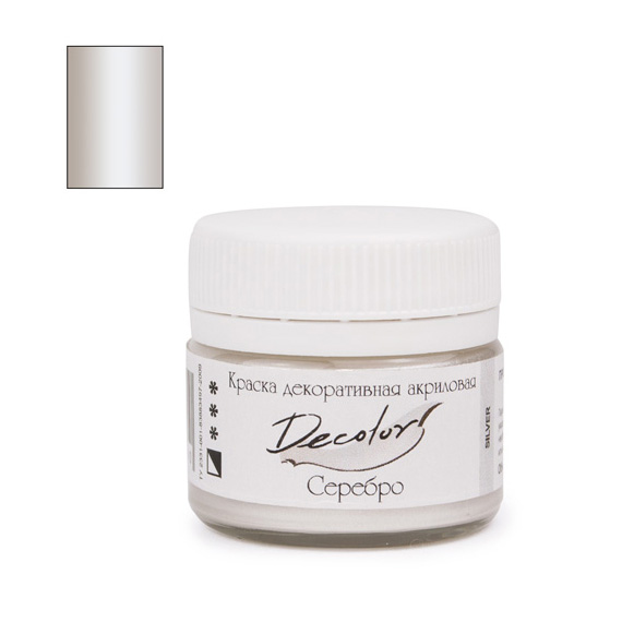 Краски акриловые  1цв. серебро "Деколор" декоративная 20 мл  ТАИР 0603101														