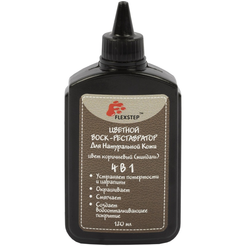 Краска для кожи-воск-рестовратор 120 мл цв коричневый (миндаль)  Flexstep LDV-120														
