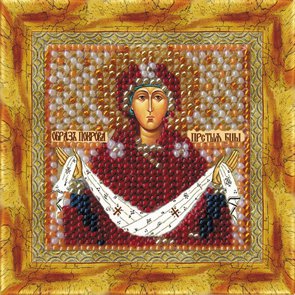Вышивка бисером Вышивальная мозаика "Покрова Пресвятой Богородицы" с рамкой (6,5*6,5см) мини-иконост