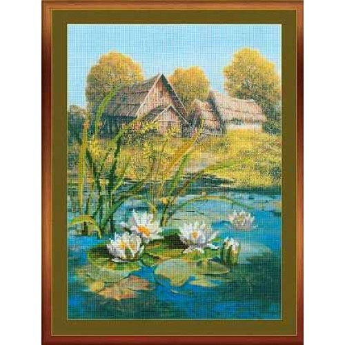 Вышивка крестом RIOLIS  0015РТ "Кувшинки" с напечатанным фоном, шерсть 30*40см