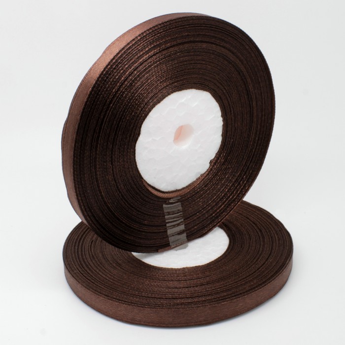 Лента атласная  6мм 158 коричневый, 6мм*32,9м за 1 м 158