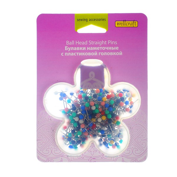 Булавки наметочные 27мм, 300шт. с пластиковой головкой в блистере  Wellcraft