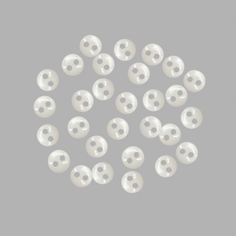 Пуговицы "Мини" d=6мм цв. белый на 2 прокола набор 50шт. 554375/27385														