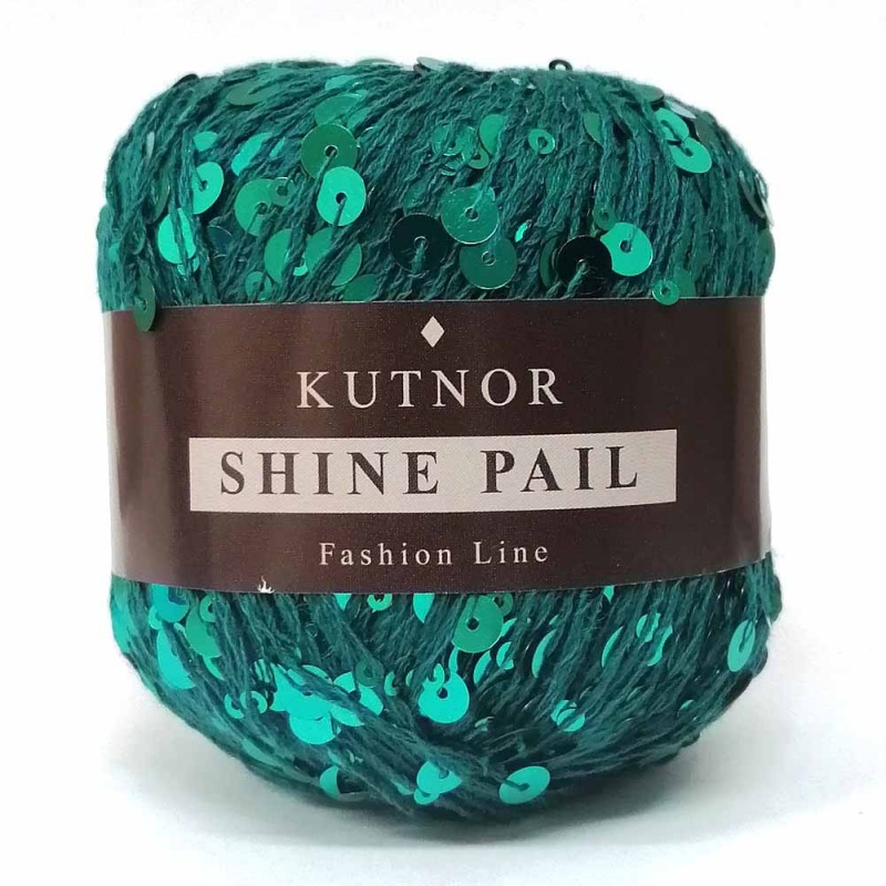 Пряжа "SHINE PAIL" 098 изумруд с пайетками 10*50г. 120м 98% хлопок, 2% пайетки  Kutnor 098														