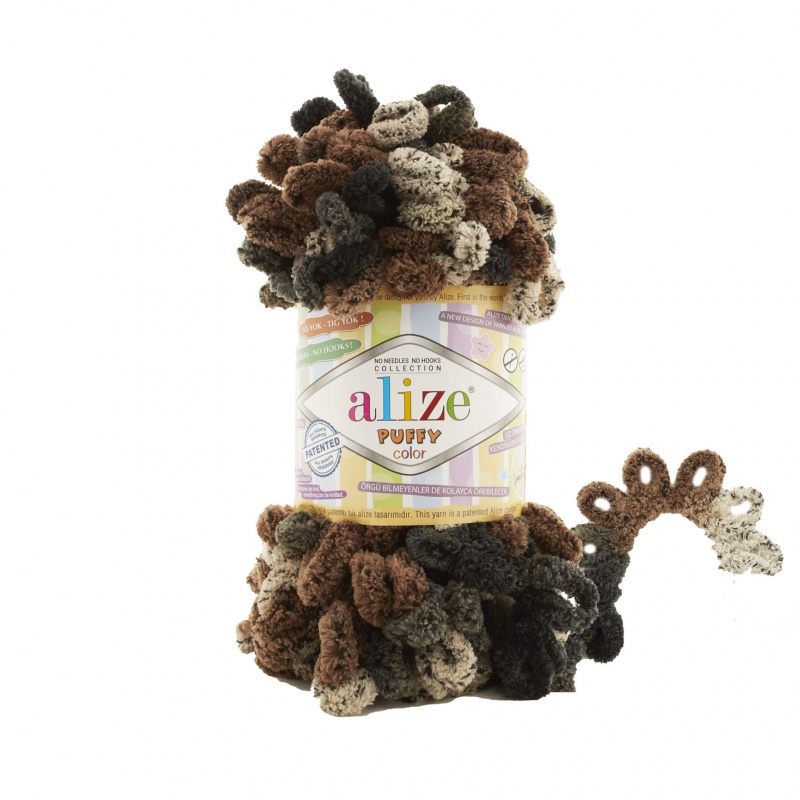 Пряжа "PUFFY COLOR" 6083 тигровый 5*100 г. 9,2м. 100% микрополиэстр 6083														