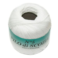 Пряжа "FILO di SCOFIA №5" 82 белый 10*50 г. 226м 100% хлопок  Италия 82														