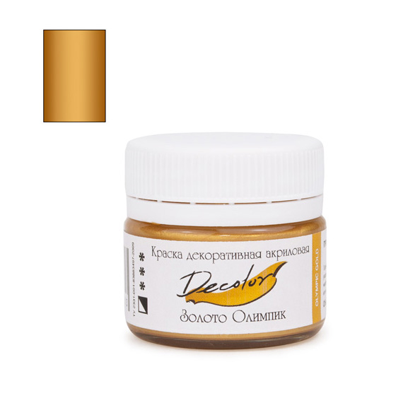 Краски акриловые  1цв. золото Олимпик  "Деколор" с метал. эффектом  20 мл  ТАИР