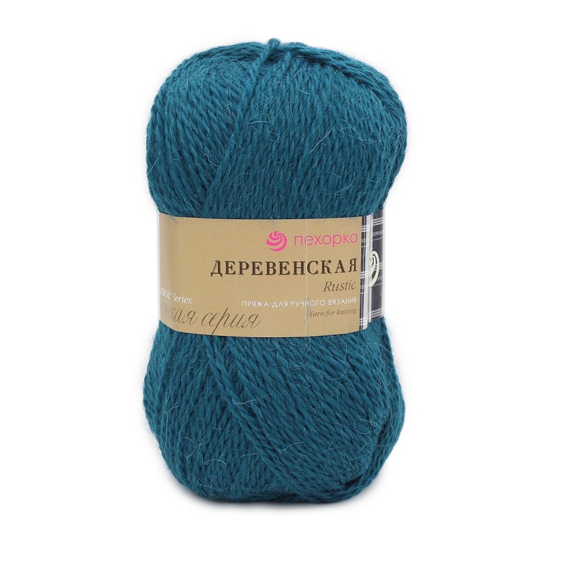 Пряжа "Деревенская" 14 морская волна 10*100 г. 250м 100% шерсть п/грубая  Пехорка 14														