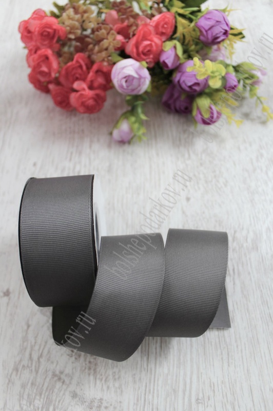 Лента репсовая 40мм т.серый 180 40мм*25м 127-121														