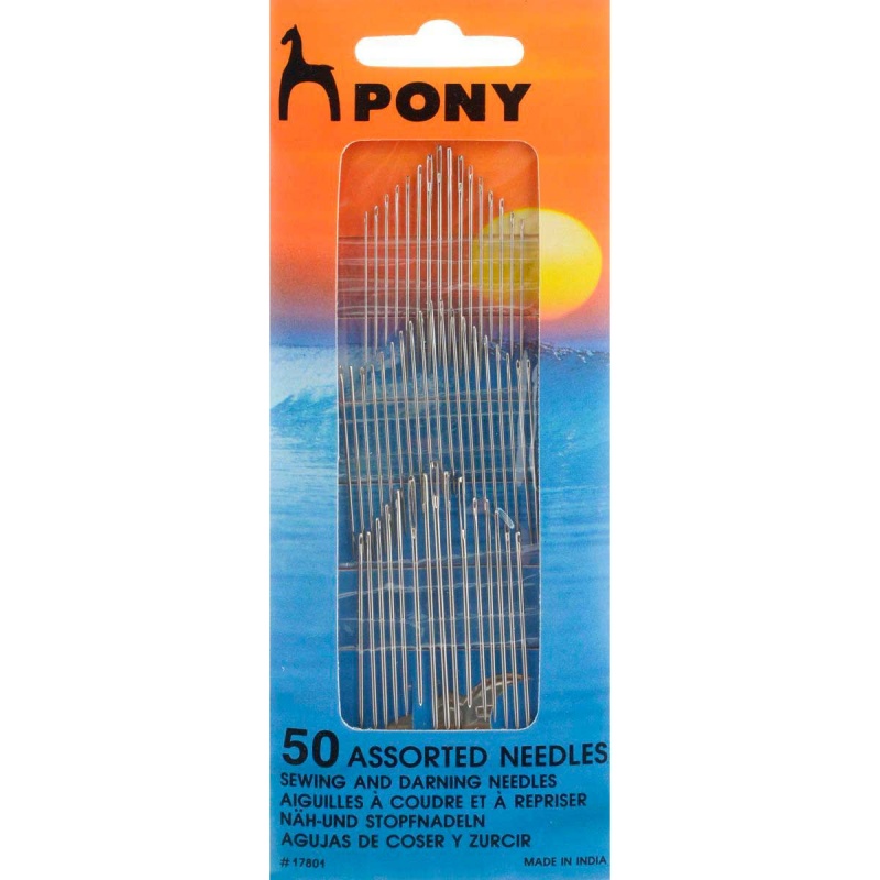 Иглы "Ассорти" со вдевателем набор (в пачке 50шт.)  Pony 17801														