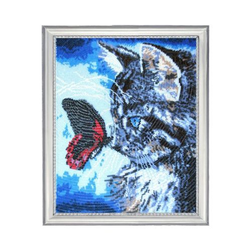 Вышивка бисером BUTTERFLY 596 "Котенок и бабочка" (33*27см)
