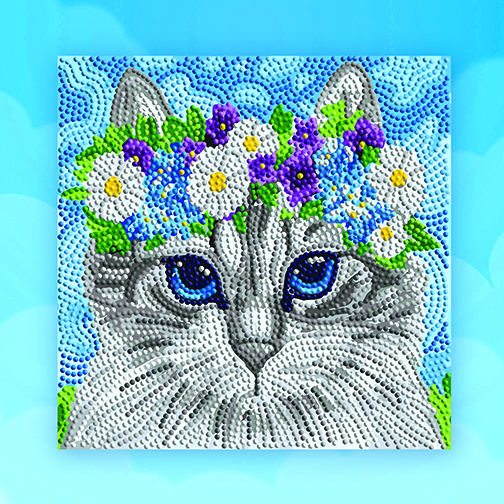 Мозаика "Кошка в венке" БСА25-073 25*25см, круглые стразы в пакете  Наследие БСА25-073														