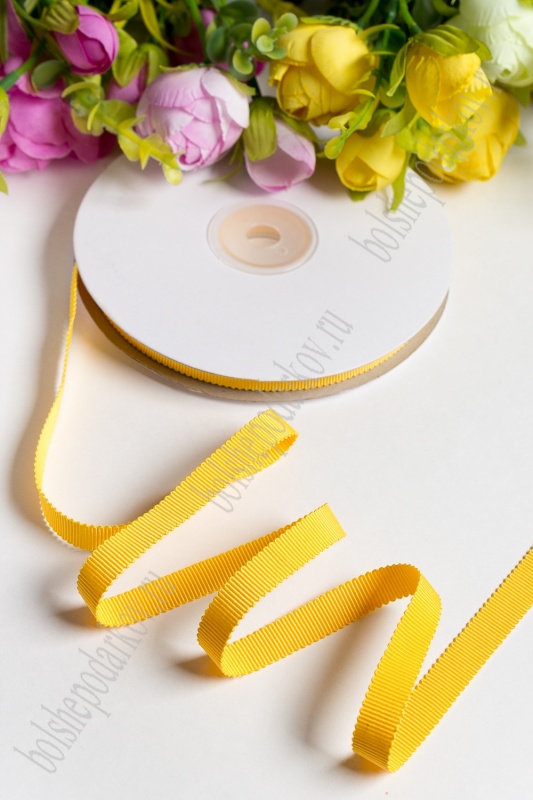 Лента репсовая с волнистыми краями, желтый 660 10мм*18,2м 128-699/SF-1805														