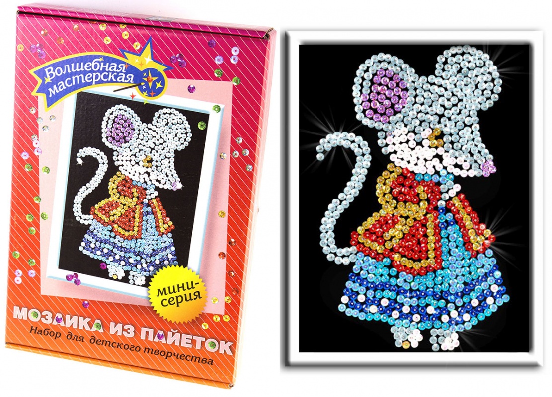 Набор для творчества "Картина из пайеток Мышка"  Волшебная мастерская М 011														