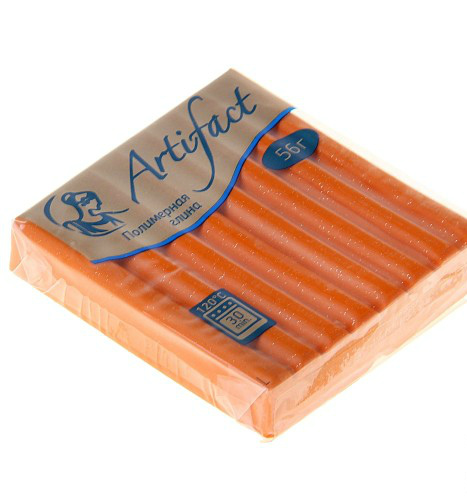 Глина полимерная 56гр. Блестки, оранжевый  Артефакт