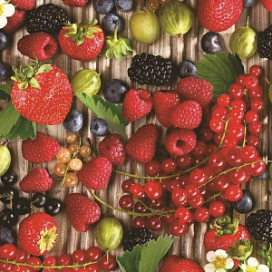 Салфетки для декупажа 33*33см Ягодный микс 3-х слойные  Daisy 008401														