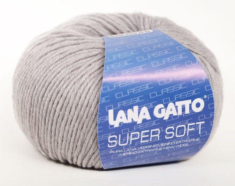 Пряжа "SUPER SOFT" 20439 св.серый 10*50 г. 125м 100% меринос. шерсть экстрафайн  LANA GATTO 20439														