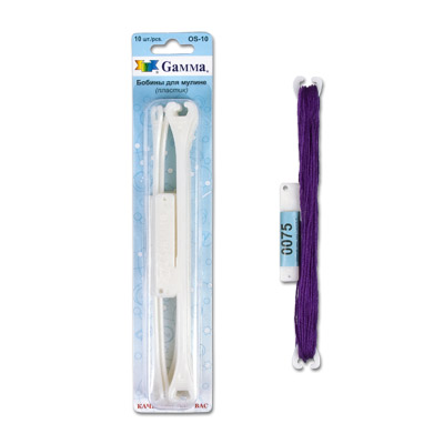 Бобины (косточки) для намотки мулине (пластик) 16.3см белый 10шт.  ГАММА OS-10														
