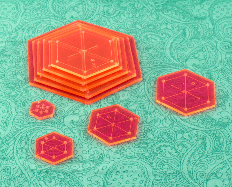 Лекала универсальные "Шестиугольники" 1", 1.5", 2", 2.5", 3", 3.5", 4", 4.5", 5"  ГЕЛА ERGG07.PNK														