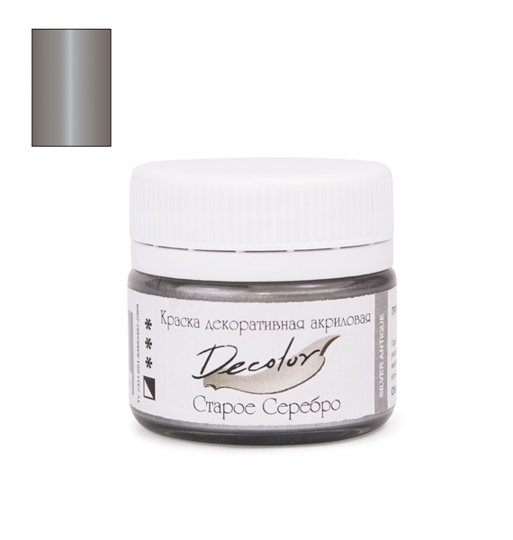Краски акриловые  1цв. старое серебро "Деколор" декоративная 20 мл  ТАИР 0603103														