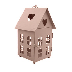 Декор Металл. домик-фонарик цв. нежно-розовый 11*11*18см  Blosom Line BL0070131