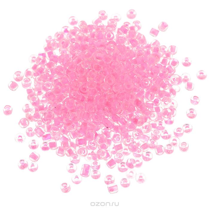 Бисер светящийся розовый прозрачный 20гр.  