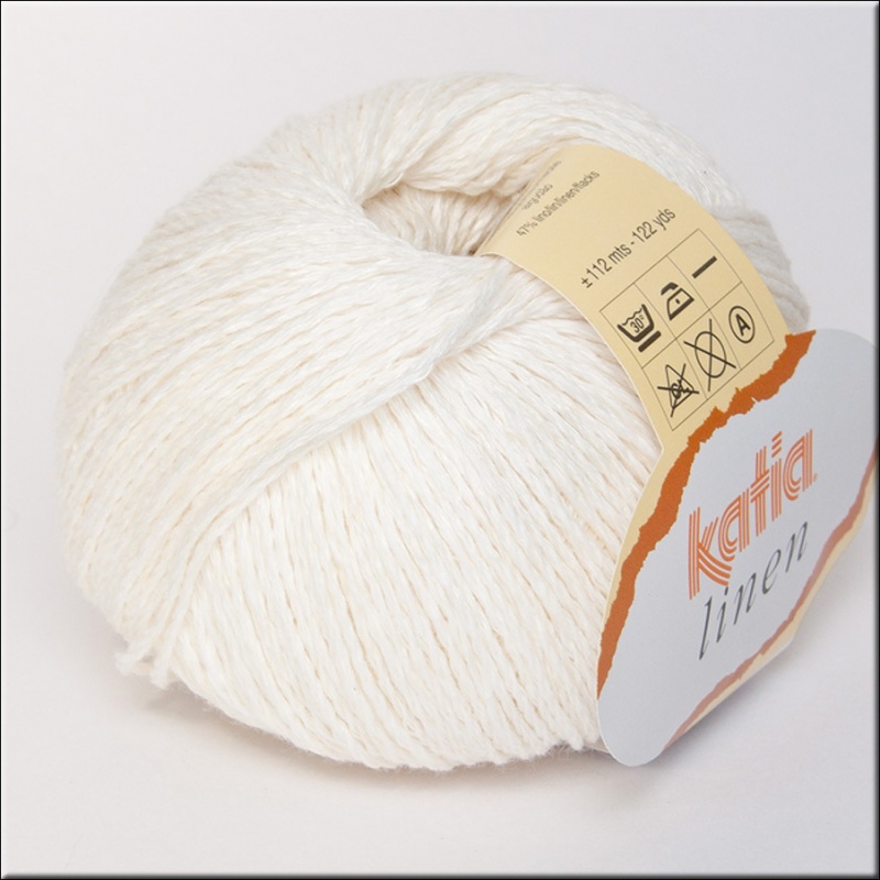 Пряжа "Katia LINEN" 3 белый 50г/112м 53% хлопок ,47% лён  												