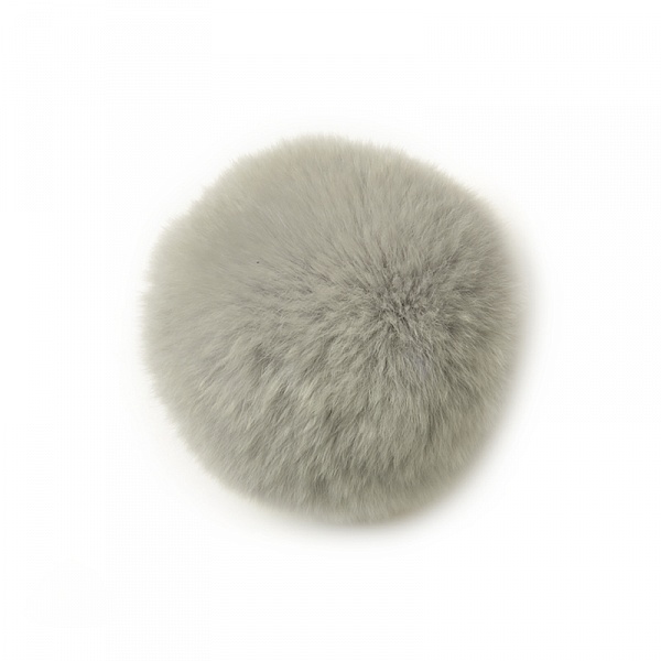 Помпон натуральный кролик 8см серый в пакете PNK052														