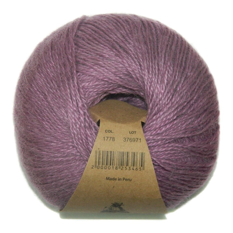 Пряжа "Alpaca Silk" 1778 сиреневый 10*50 г. 150м 60 % альпака,40 % шелк  Перу								