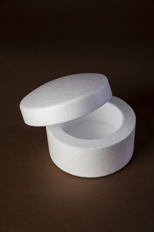 Пенопласт белый Шкатулка круглая 13*8,5см Ш5														