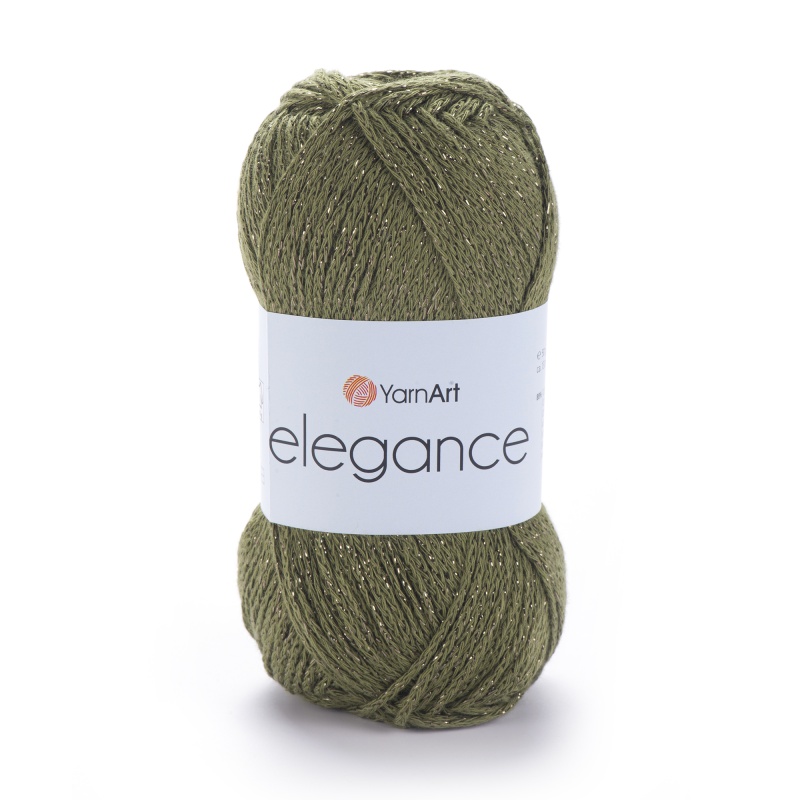  Пряжа "ELEGANCE" 113 т. фисташковый 50г, 130м, 88% хлопок, 12% металлик