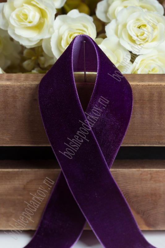 Лента бархатная 25мм цвет 89 т.фиолетовый 25мм*18м за 1 м 313-70														