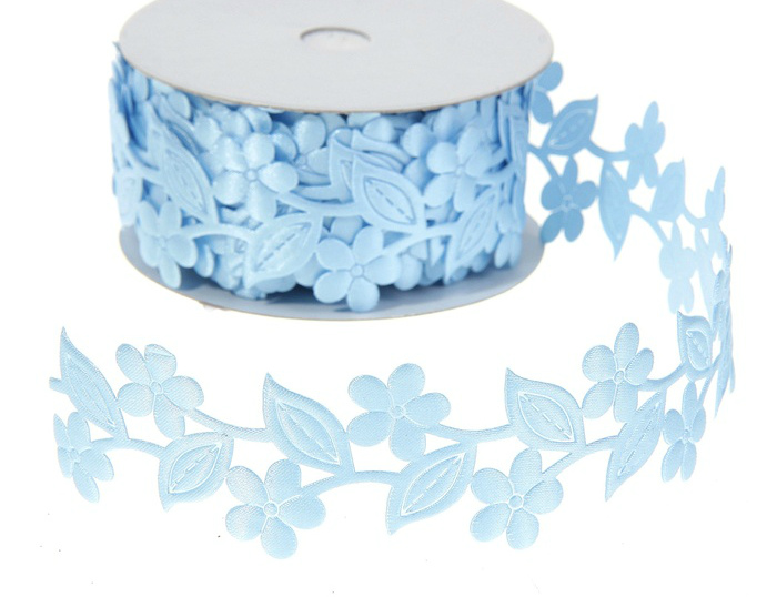 Лента фигурная  "Букет цветов" 35мм голубая, 35мм*9м