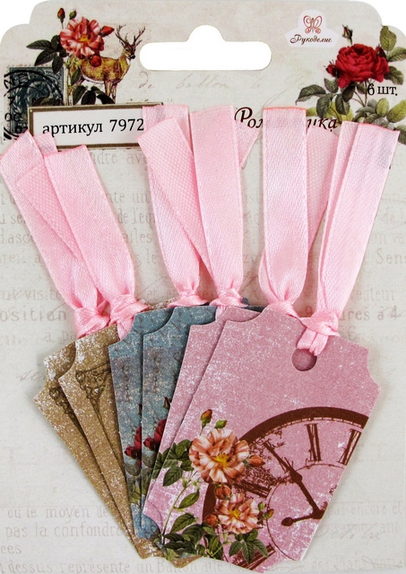 Декор Фигурки "Теги бумажные" романтика, 6шт  Рукоделие7972 7972														