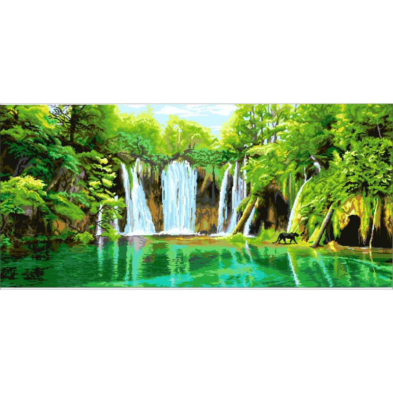 Канва с рисунком "Водопад" мулине (59*107см)  NITEX 1068