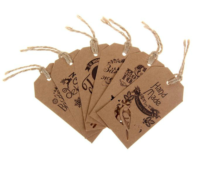 Набор тэгов "Вырубка/Шрифтовый" 6 шт. 5*9см  Рукоделие 1097552