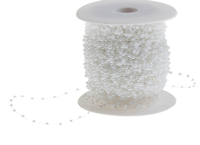 Лента-нить "Бусинки" белый 85,6м за 1м
