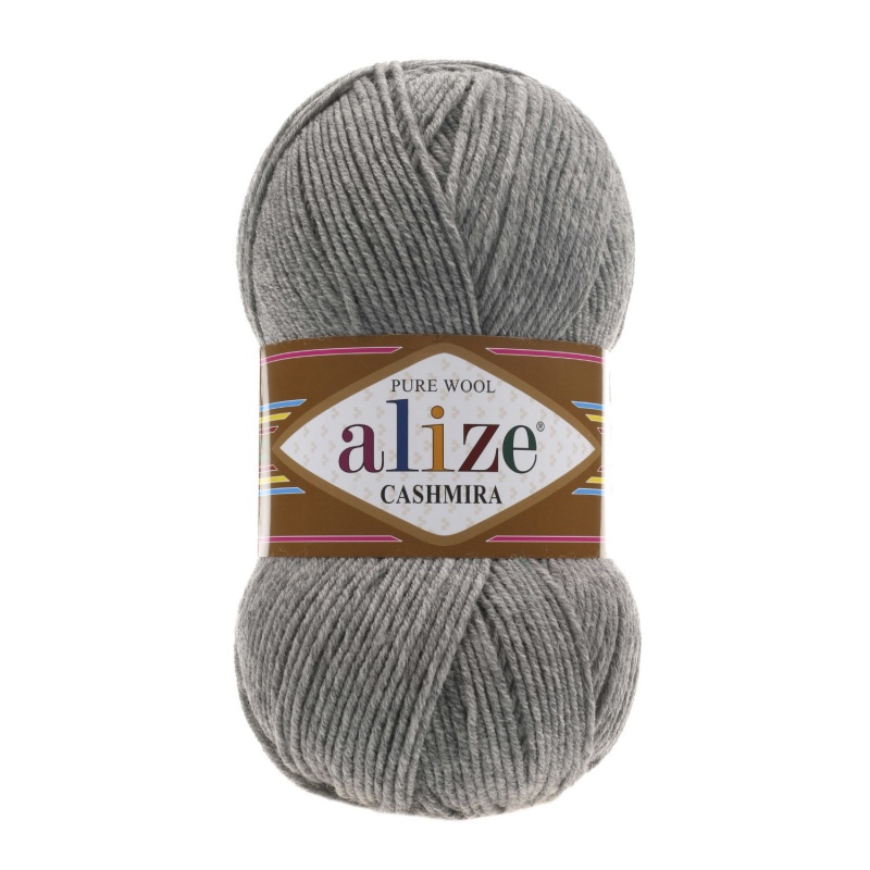 Пряжа "CASHMIRA PURE WOOL" 21 серый меланж 5*100 г. 300м 100% шерсть  ALIZE