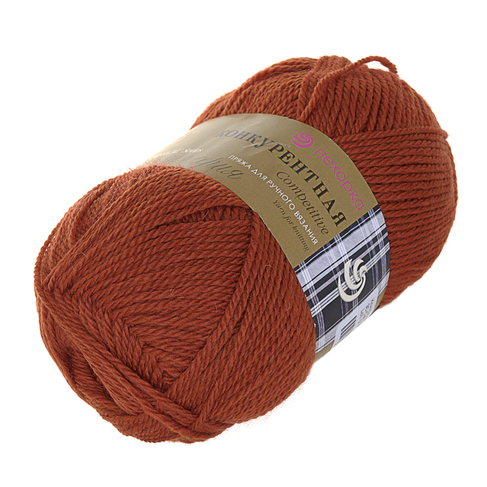 Пряжа "Конкурентная" 30 св. терракот 10*100 г. 250м 50% шерсть, 50 % акрил  Пехорка