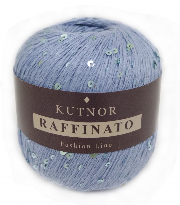 Пряжа "RAFFINATO" 068 т. голубой 10*50 г. 415м 90% хлопок 10% пайетки  КУТНОР(Италия) 068														