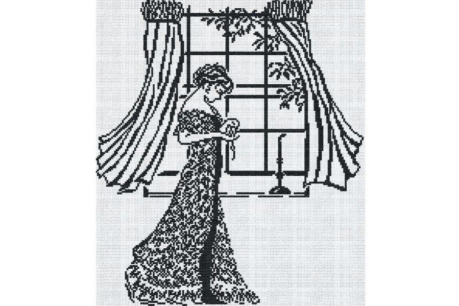 Вышивка крестом МП студия "Девушка у окна" на белом (32*36см)