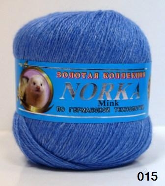 Пряжа "Норка" 15 синий сапфир 6*50 г. 350м 48% пух норки, 52% козий пух  COLOR CITY 15														