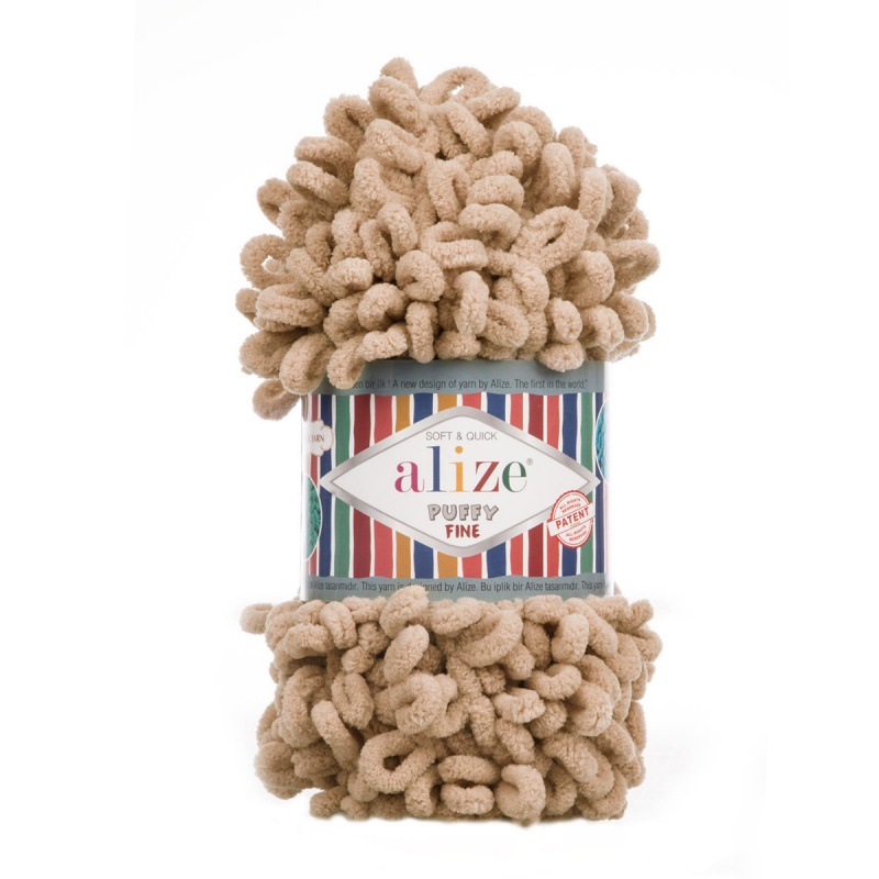 Пряжа "PUFFY FINE" 415 песочный 5*100 г. 14м 100% Микрополиэстер  ALIZE 415														