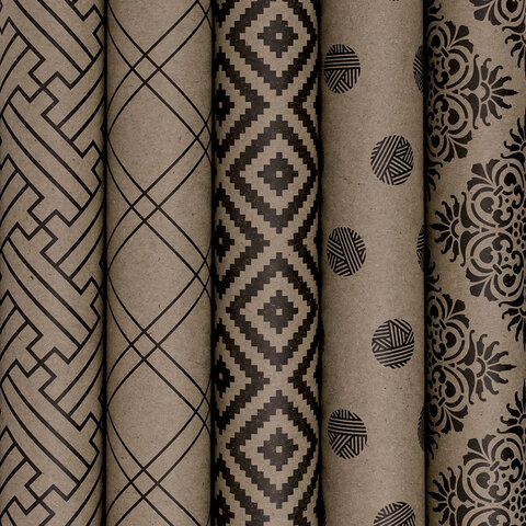 Бумага упаковочная крафт 70*100см Kraft Geometric  Золотая сказка 591598														