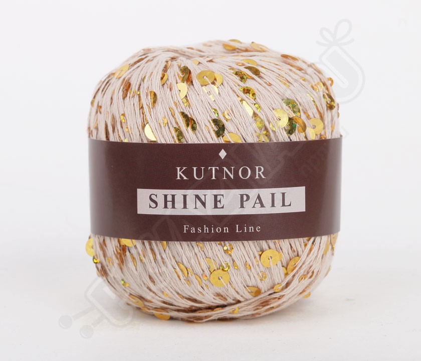 Пряжа "SHINE PAIL" 151 бежевый с пайетками 10*50г. 120м 98% хлопок, 2% пайетки  Kutnor 151														