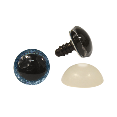 Глаза  14мм с искоркой с фиксатором голубой-2шт.  Астра